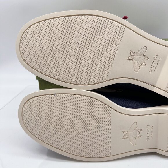Gucci Riverside Leather Boat Shoe Loafer Moccasin Blue Mens UK 8.5 US 9 $890 - Picture 11 of 12